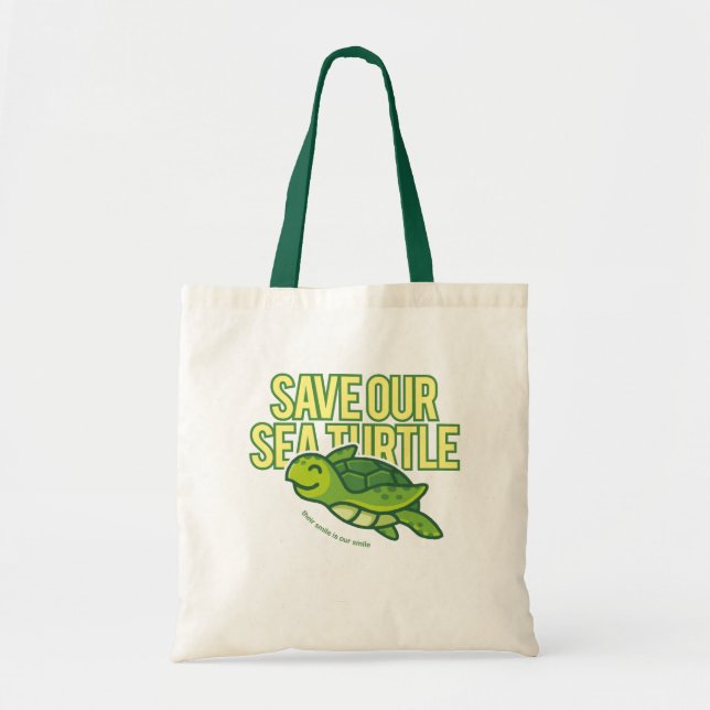 S.O.S Save Our Sea Turtle Totebag Tote Bag (Front)