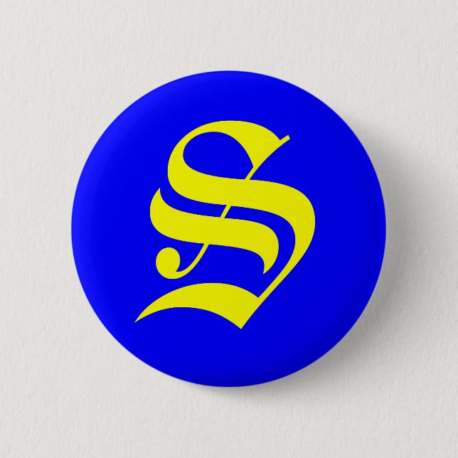 S - OLD ENGLISH 6 CM ROUND BADGE (Front)