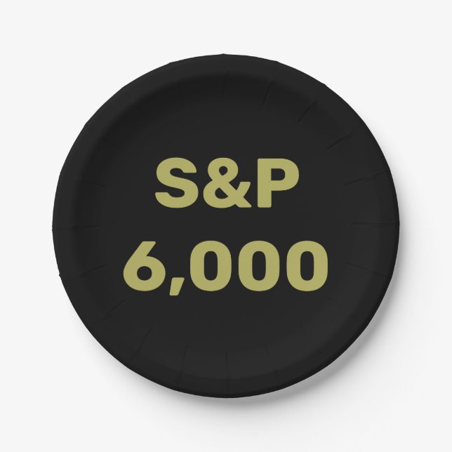 S&P 6,000 Level Stock Market Index Celebration Paper Plate (Front)