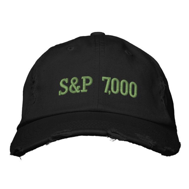 S&P 7,000 Level Stock Market Index Celebration Embroidered Hat (Front)