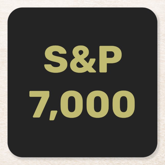 S&P 7,000 Level Stock Market Index Celebration Square Paper Coaster (Front)