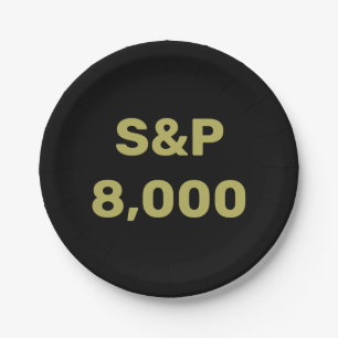 S&P 8,000 Level Stock Market Index Celebration Paper Plate