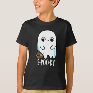 S-poo-ky Funny Ghost Poop Pun Dark BG T-Shirt