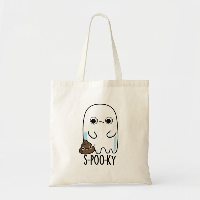 S-poo-ky Funny Ghost Poop Pun  Tote Bag (Front)