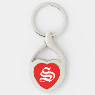 "S" Red Heart Keychain