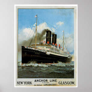 S.S. Caledonia Vintage Ship Advertisement Poster