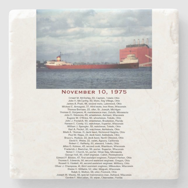 S.S. Edmund Fitzgerald Stone Coaster (Front)