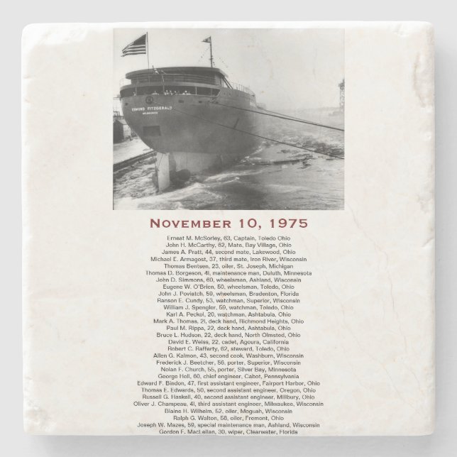 S.S. Edmund Fitzgerald Stone Coaster (Front)