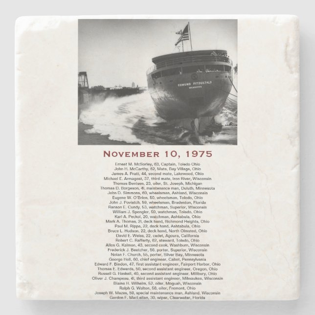 S.S. Edmund Fitzgerald Stone Coaster (Front)