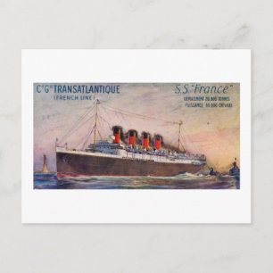 S.S. France Vintage Steamship Postcard