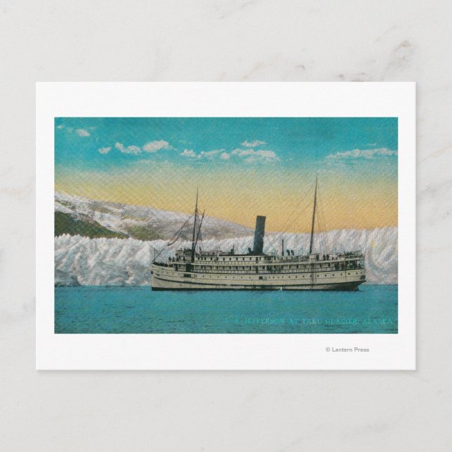 S.S. Jefferson at Taku Glacier, Alaska Postcard (Front)