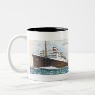 S.S. Manhattan Vintage Ocean Liner Two-Tone Coffee Mug