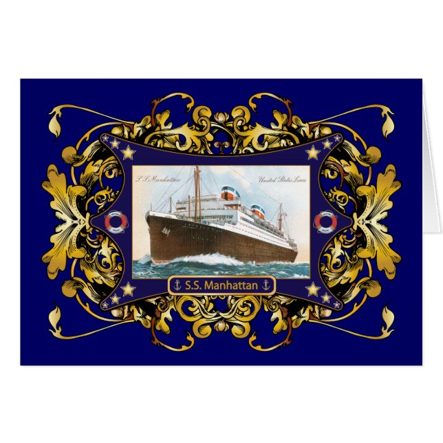 S.S. Manhattan Vintage Steamship Ship (Front Horizontal)