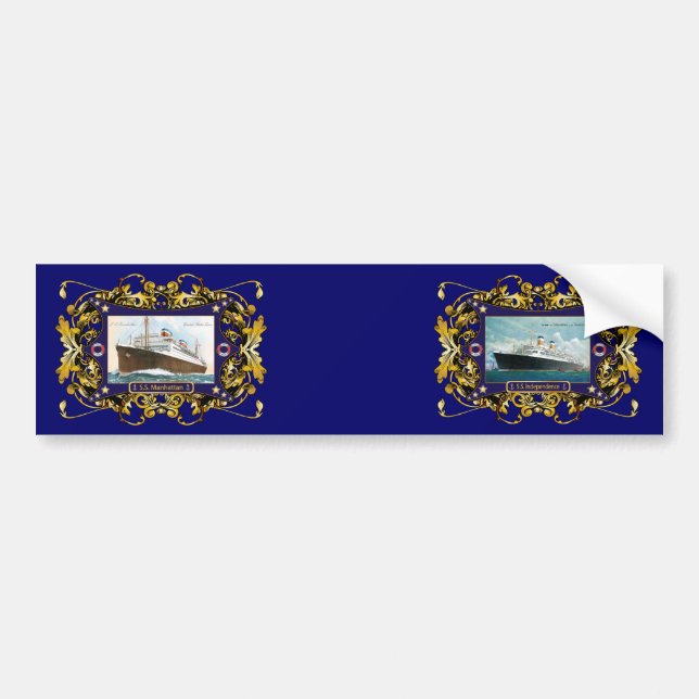 S.S. Manhattan Vintage Steamship Ship Bumper Sticker (Front)