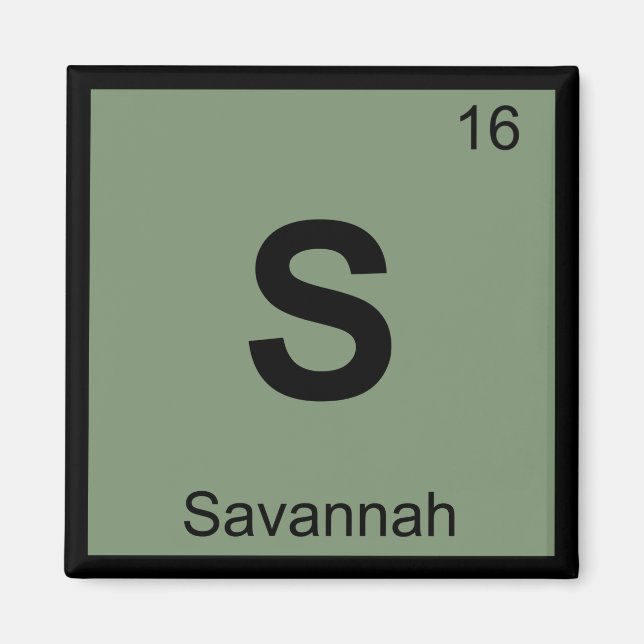 S - Savannah Georgia City Chemistry Periodic Table Magnet (Front)