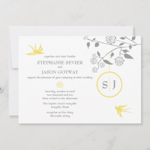 S. Sevier Marigold Birds Wedding Invitations