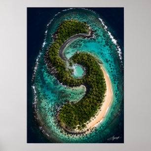 S-Shaped Island with Hidden Hot Spring Lagoon Sate Poster