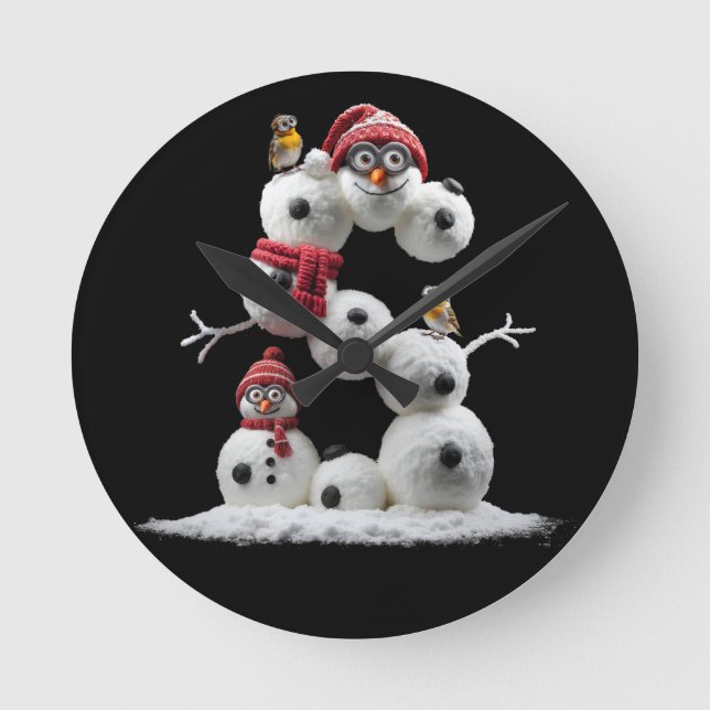 S-shaped Snowman-minion Round Clock (Front)