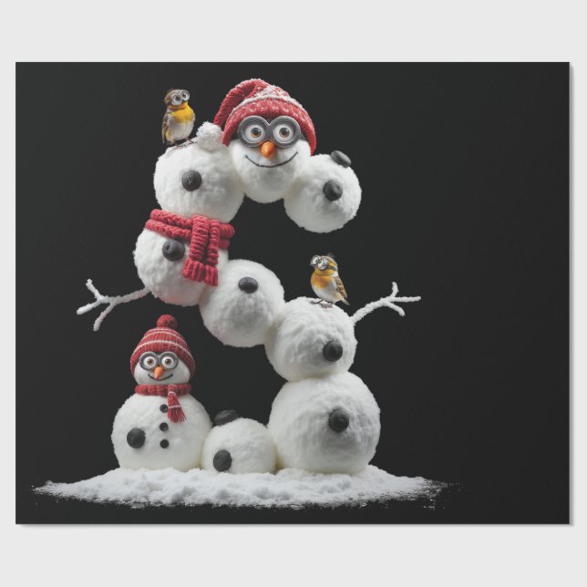 S-shaped Snowman-minion Wrapping Paper (Flat)