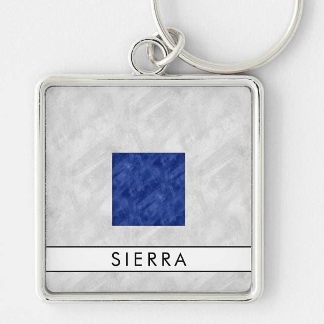S Sierra Nautical Signal Flag + Your Name Key Ring (Front)