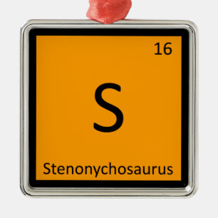 S - Stenonychosaurus Periodic Table Symbol Metal Tree Decoration