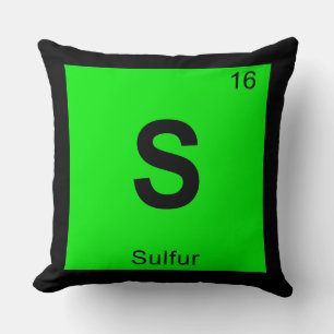 S - Sulphur Chemistry Periodic Table Symbol Cushion