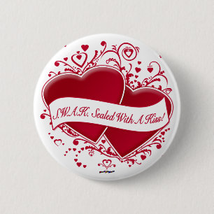 S.W.A.K. Sealed With A Kiss! Red Hearts 6 Cm Round Badge