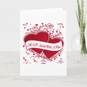 S.W.A.K. Sealed With A Kiss! Red Hearts Holiday Card
