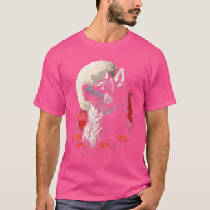 s Women Men ns Wolf Animal Moon Flowers T-Shirt