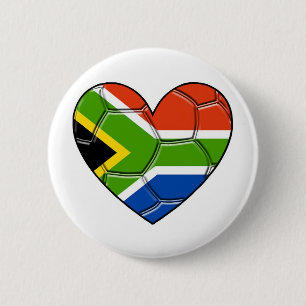 SA Heart,l love soccer ,south africa 6 Cm Round Badge