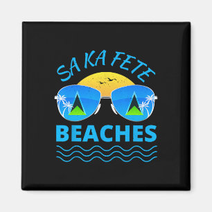 Sa Ka Fete Beaches - Saint Lucian Flag Sungles Bea Magnet