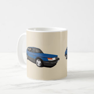 Saab 900 Turbo 16 Aero, two blue images Coffee Mug