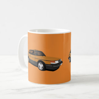 Saab 900 Turbo 16 Aero, two orange images Coffee Mug