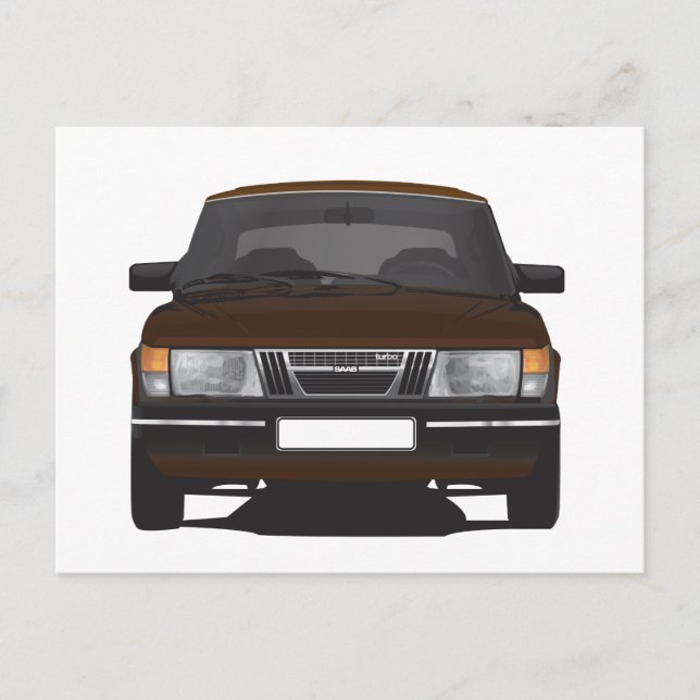 Saab 900 turbo (brown) postcard (Front)