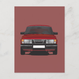 Saab 900 turbo (red) postcard
