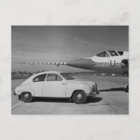 Saab 93b Vintage 1958 Black & White Photo  