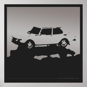 Saab 99 EMS - Silver grey on charcoal black poster