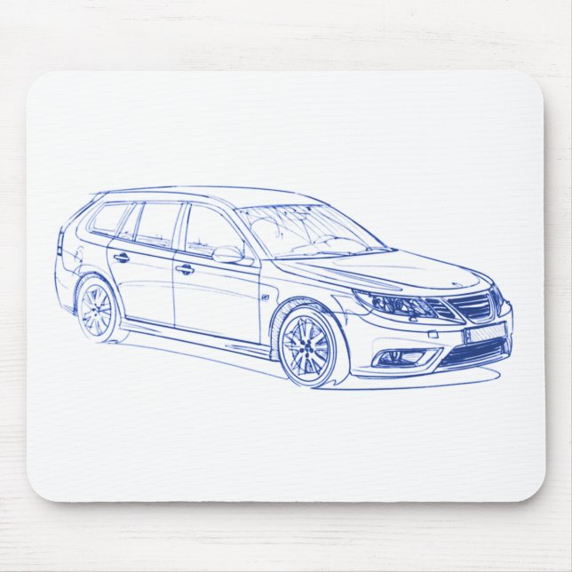 Saab 9-3 Combi 2009 Mouse Mat (Front)