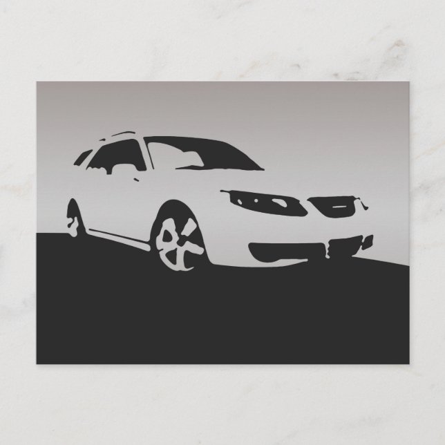 Saab 9-5 Aero front - Grey on charcoal background Postcard (Front)