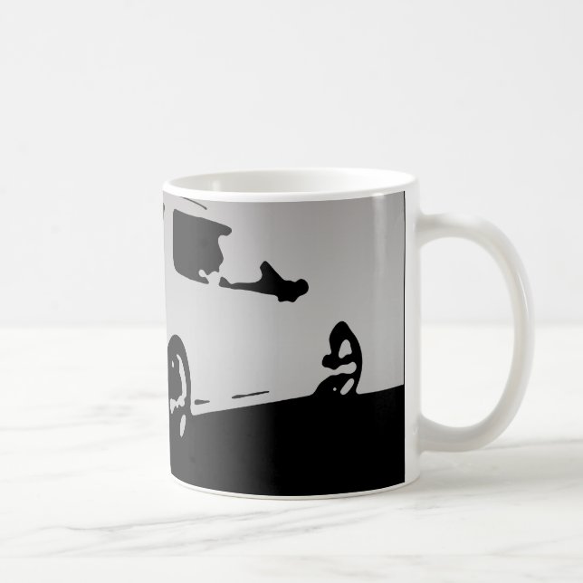 Saab 9-5 Aero rear - Grey on dark background Coffee Mug (Right)