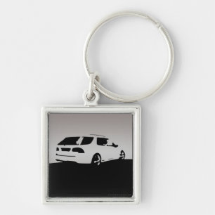 Saab 9-5 Aero rear - Grey on dark background Key Ring