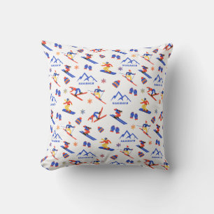 Saalbach Austria Alps Ski Snowboard Pattern Cushion