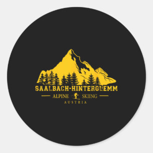 Saalch Hinterglemm Austria Ski Resort Alpine Skiin Classic Round Sticker