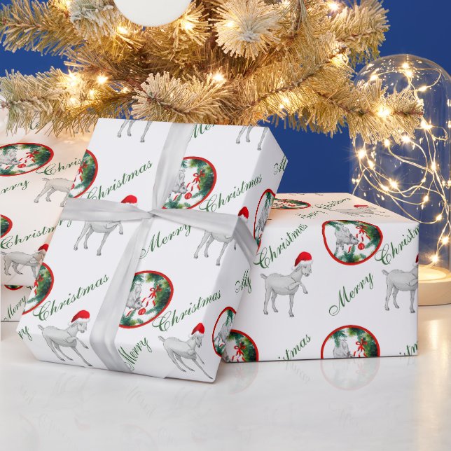 Saanen And Baby Goat Christmas Wrapping Paper (Holidays)