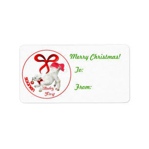 Saanen Goat  Baby's First Christmas Gift Tag