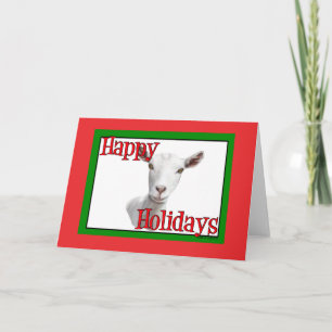 Saanen Goat Holiday Christmas Card