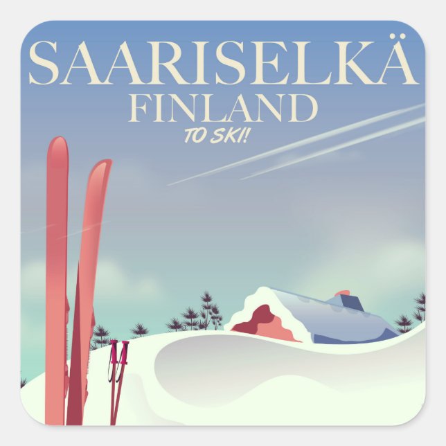 Saariselkä Finland ski poster Square Sticker (Front)