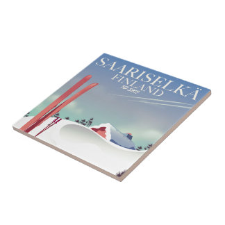 Saariselkä Finland ski poster Tile