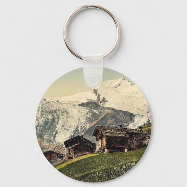 Saas Fee, alpine view, Valais, Alps of, Switzerlan Key Ring (Front)