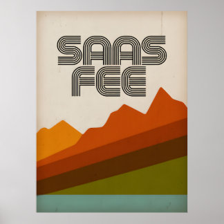 Saas Fee Retro Ski Resort Poster – Vintage Mountai